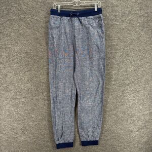 Seanjohn Pants Women XL Blue Chino High Rise Flat Front Drawstring Linen Pockets